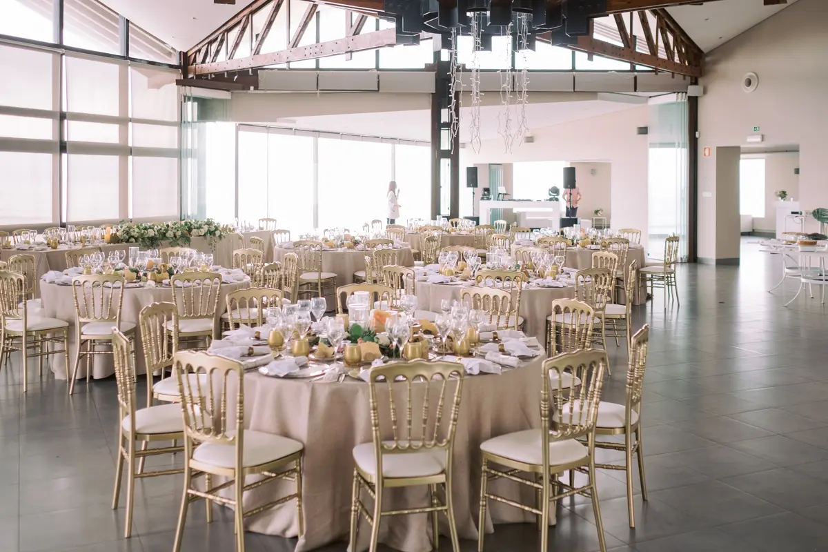 Spacious hall with stunning ocean views, ready to accommodate over 200 guests at Arriba by The Sea.