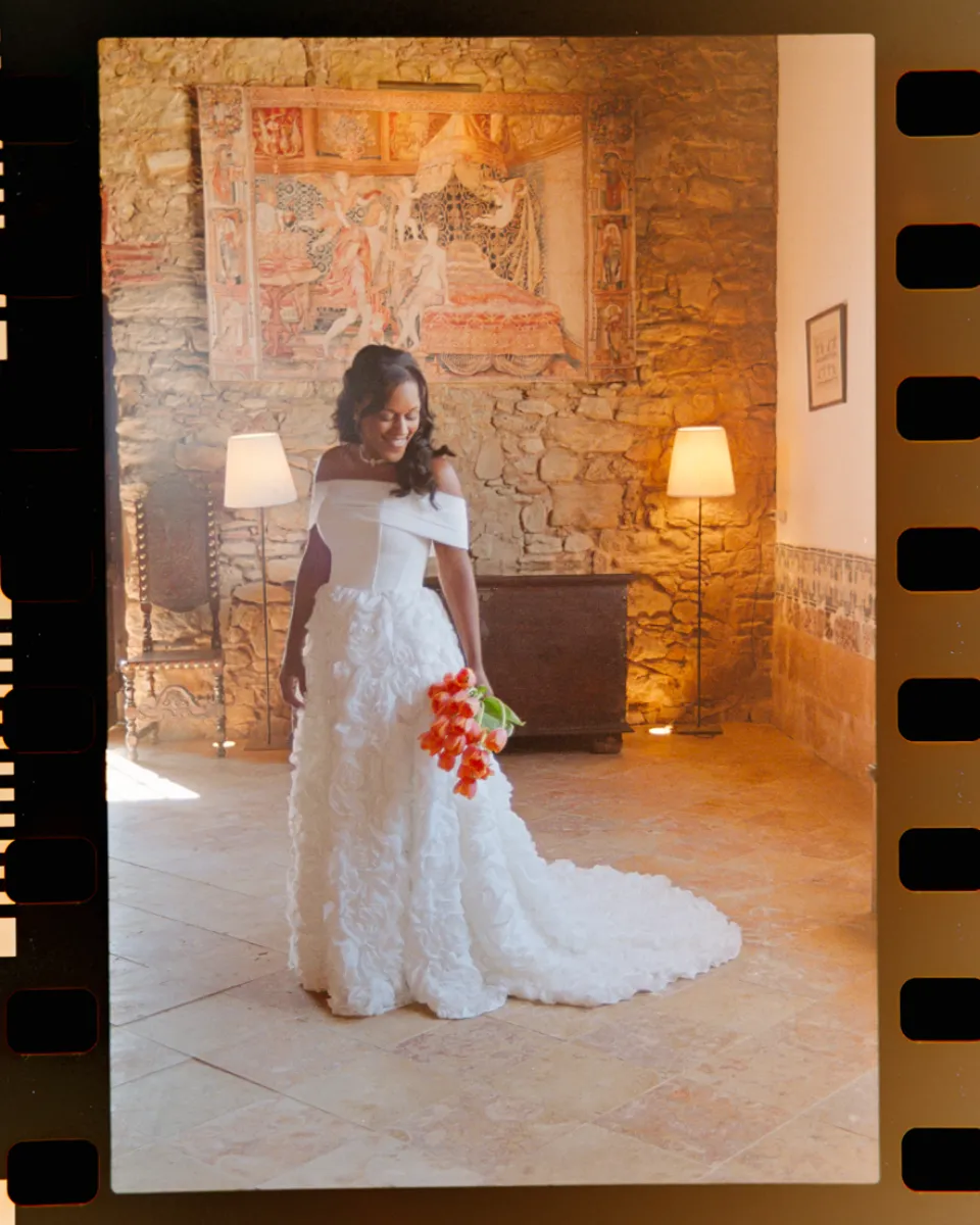 Retrato de noiva em película analógica 35mm em Lisboa