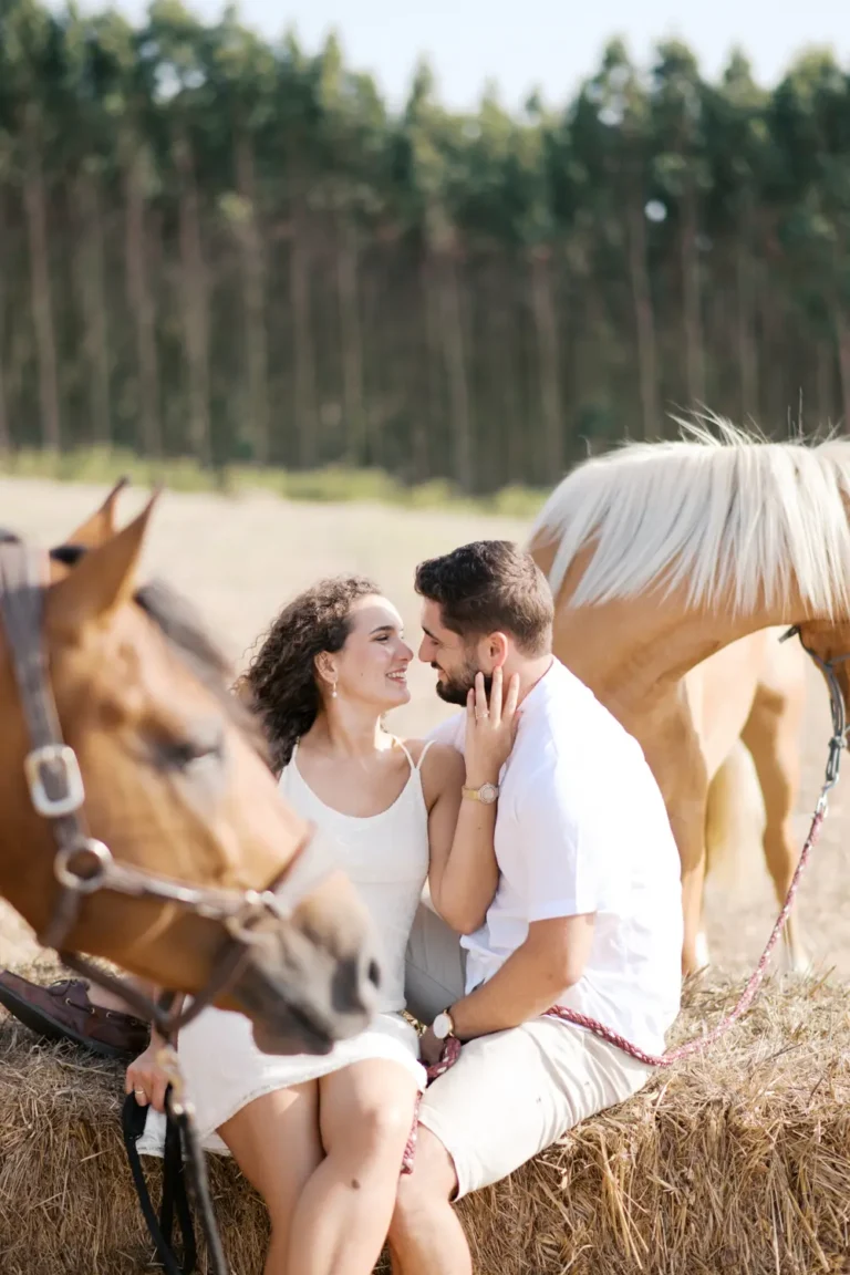 Sónia & Cristiano, Sessão de Noivado com Cavalos Lusitanos e Pôr do Sol no Vimeiro